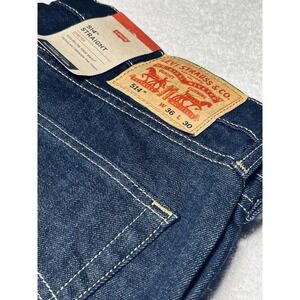 Levis 514 Mens 36x30 Straight Fit Blue Jeans Stretch Denim Dark Wash Pants NWT